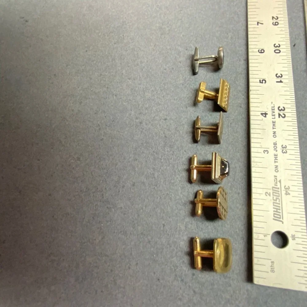 6 Single Cufflinks Lot Gold Silver SWANK DIY Repurpose Upcycling Craft Vintage
